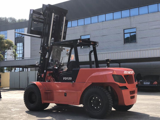 FD120 12 Ton Dizel Ağır Güçlü Çatal Kamyon Cummins Motoru 3.5g Mast Çelik Sanayi