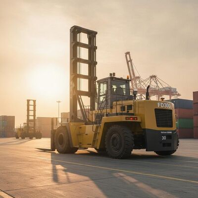 FD300 30 Ton Dizel Ağır Güçlü Çatal Kamyon Yuchai Motoru 5.5g Mast Konteyner Nakliye